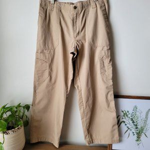 EUC WOMENS CARHARTT KHAKIS CARGO WIDE LEG WORK PANTS SZ M SHORT